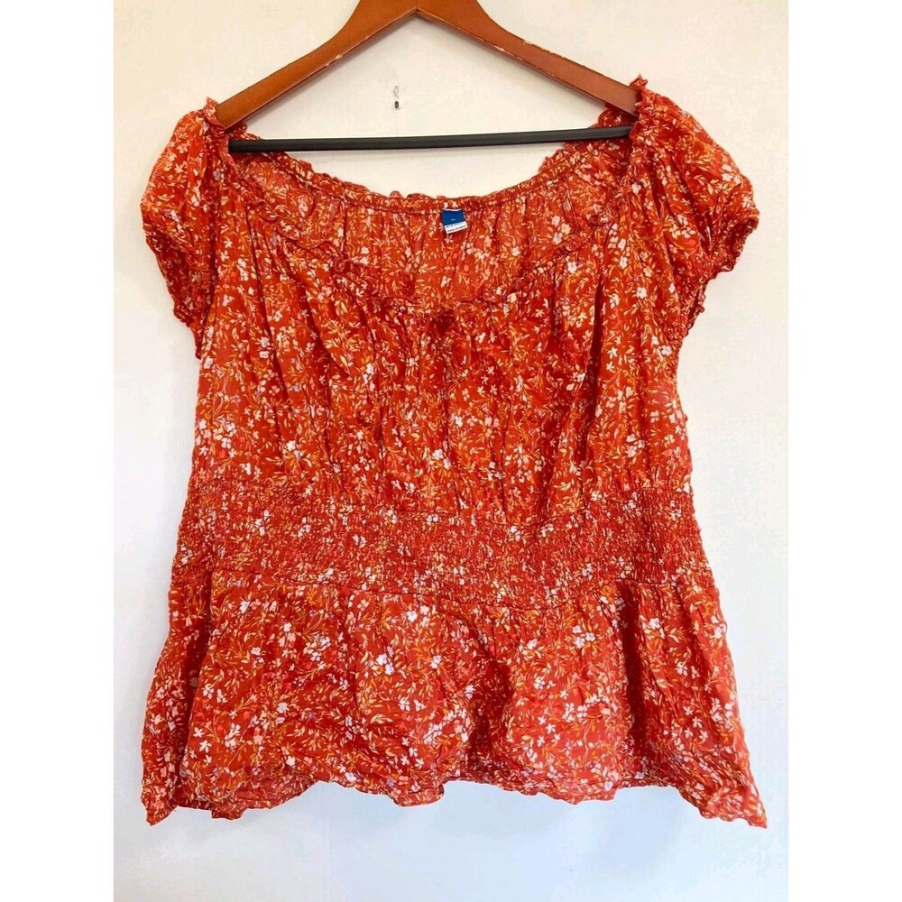Old Navy Blouse Womens 3X Plus Top Boho Floral Festival Flower Spring Granola